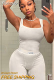 Yipinpay Summer Sleeveless Fitness Jumpsuit Women Rompers Rib Knitted O-Neck Letter Sexy Jumpsuits Femme Casual Sporty Overalls