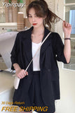 Yipinpay Summer New Blazer Set Women Korean Fashion Thin Jackets Casual Loose Shorts Two Piece Suits Female