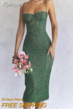 Yipinpay Lace Green Dress Elegant Sexy Night Wedding Guest Evening Party Dresses Spaghetti Strap Birthday Dresses for Women 2023