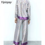 Yipinpay New Woman 2 Pieces Sets 2023 Shirts + Pants Suit Fashion Long Sleeve Single Breasted Blouse Trousers Casual Set