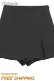 Yipinpay Black Skirt Shorts Women High Waist Summer Shorts Woman Fashion Streetwear Slit Skorts For Women Elegant Women's Shorts