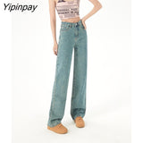 Yipinpay Spring Summer New Super Soft Siro Spinning Straight Tube Wide Leg Jeans For Women Jeans Woman High Waist