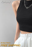 Yipinpay Sporty Tank Top Feminine Spring Summer Fashion Slim Sleeveless Cropped Tops Solid Corsets for Women 4 Colors