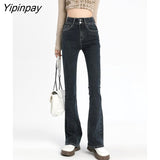 Yipinpay High Waist Stretch Flare Skinny Denim Jeans Womens