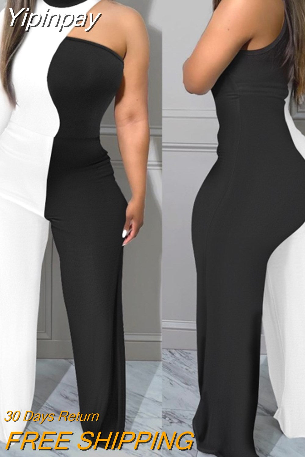 Yipinpay One Shoulder Long Sleeve Jumpsuit Sexy Skinny jumpsuit women sexys female one-pieces 2023 new fashion rompers