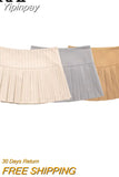 Yipinpay Pleated Skirt Shorts Women High Waist Skorts For Women Streetwear Short Skirts Woman Fashion 2023 School Grey Mini Skirt