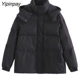 Yipinpay Women's Winter Oversized Jacket 2023 Down Cotton Padded Coat Female Loose Casual Overcoat Female Fashion Hooded Short Parka