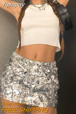 Yipinpay Fashion Women Wrapped Half Dress Sequined Summer Spring Fall Dance Street Club Party Short Skirt Street Style Hot Sale S M L