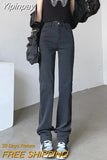 Yipinpay Winter Velvet Thickened Jeans Women's High Waist Straight Wide Leg Trousers