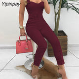Yipinpay Strap Button Design Jumpsuit Casual Look for Women 2023