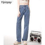 Yipinpay White High Waisted Jeans For Women 2023 Casual Straight Denim Wide Leg Pants Loose Streetwear Y2k Woman Jeans