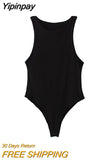 Yipinpay TRAF Fashion 2023 Summer Woman Bodysuit O-Neck Female Sexy Jumpsuit Women Slim Beach Jumpsuit Ladies Skinny Playsuits New