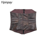 Yipinpay Fashion Ladies Faux Leather Corset Wrap Chest Tops Casual Backless Sleeveless Sexy Summer Causal Slim Sling Tops