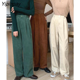 Yipinpay Loose Corduroy Pants Mujer Autumn Wintter Casual Vintage Straight Pants 2023 Korean Fashion Solid Trousers
