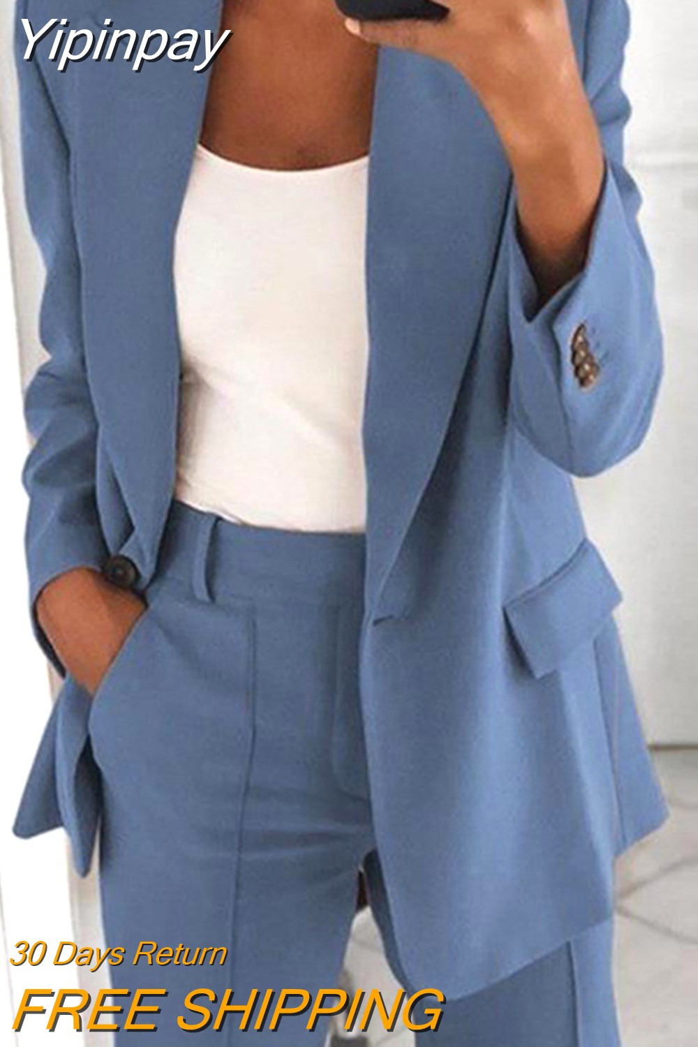 Yipinpay autumn elegant top office women's thin suit jacket single button suit jacket women's long arm monochrome jacket