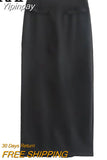 Yipinpay Black Long Skirt Women High Waist Midi Skirts Womens 2023 Pockets Winter Skirt Woman Fashion Elegant Women's Skirts Sets