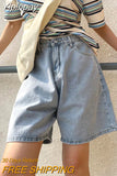 Yipinpay High Waist Denim Shorts Feminino 2023 Spring Oversized Casual Jeans Shorts Women White Wide Leg Short Pants