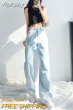 Yipinpay Blue Baggy Jeans Women New High Waist Loose Denim Wide Leg Pants Streetwear Drape Straight Trousers S-5xl