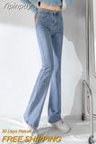 Yipinpay Thicken Velvet Warm Denim Flare Pants Stretch High Waist Casual Winter Plush Bell Bottom Jeans Woman