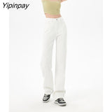 Yipinpay Spring Summer New Super Soft Siro Spinning Straight Tube Wide Leg Jeans For Women Jeans Woman High Waist