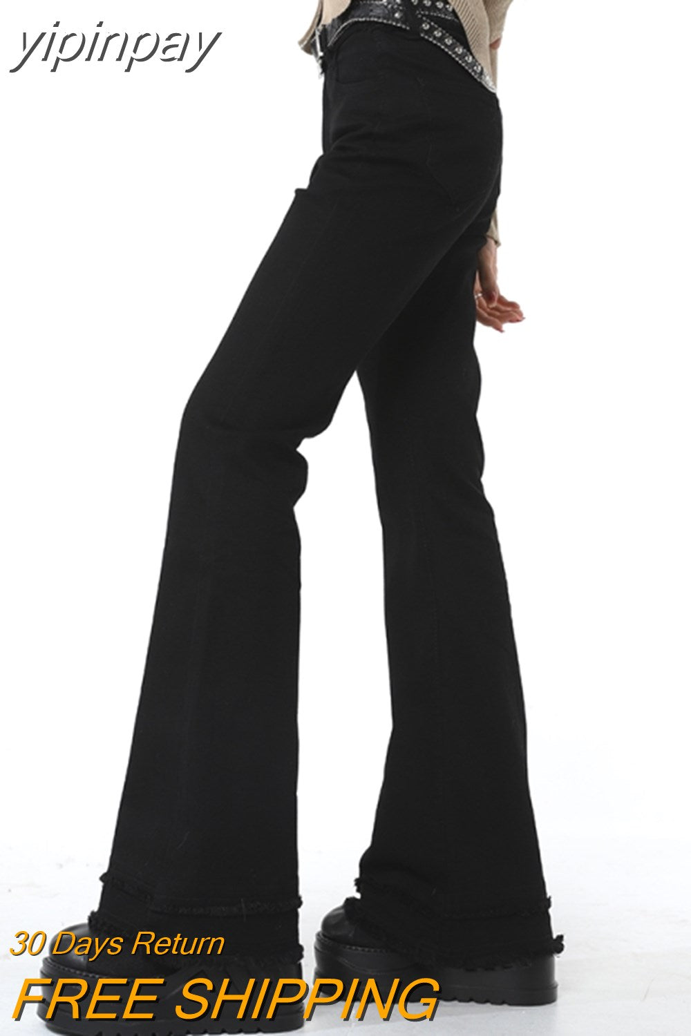 yipinpay Women Black Leisure Pants High Waist Vintage Baggy Streetwear American Style Fashion Female Loose Straight Wide Leg Trouser