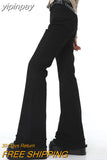 yipinpay Women Black Leisure Pants High Waist Vintage Baggy Streetwear American Style Fashion Female Loose Straight Wide Leg Trouser