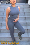Yipinpay Black Sleeveless Summer Jumpsuit Rompers Womens 2023 Zipper Activewear Slim Jumpsuit Femme Fitness Sport Casual Overalls