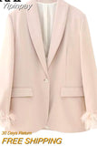 Yipinpay Feather Pink Blazer Women Button Elegant Woman Blazer Sets Fashion Long Sleeve Women's Jacket Spring 2023 New In Outerwears
