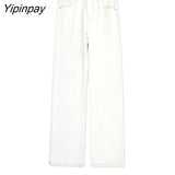 Yipinpay Blue Straight Jeans Woman Denim Pants High Waist Loose Jeans Casual Wide Leg Jeans Apricot Jean Trousers