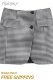 Yipinpay Fashion Plaid Skirt Set Mini Skirt + Women's Blazers Suits Two Piece Set for Women Chic and Elegant Woman 2 Piece Suits