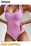 Yipinpay Sexy Women One Piece Swimsuit Swimwear Female Solid Thong Bathing Suit Swimming Suits Monokini Beachwear Swimsuit