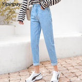 Yipinpay Jean Femme Taille Haute Casual Loose White Jeans Women 2023 Spring Basic Boyfriend Vintage Denim Woman Jeans