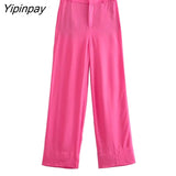 Yipinpay Women's Suits Fashion Batwing Sleeve Blouse + Long Pants 2Pcs Sets 2023 Casual Tops Outfits Elegant Office Ladies Sets