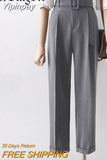 Yipinpay 2023 Korean Fashion Woman's Suits Pants Slim Vintage Street Leisure Crimping Harem Pants Female Belt Chic Pantalones