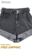 Yipinpay High Waist Retro Wide Leg Denim Shorts Women 2023 Summer New Loose Curling Short Feminino