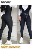 Yipinpay Decor Buckled Suspender Jumpsuit 2023 Woman Long Jumpsuits Elegant New Fashion Casual