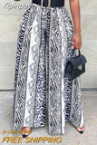 Yipinpay Women Pants Black & White Abstract Patterns Print Wide Leg High Waist Pants for Women 2023