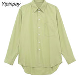 Yipinpay 2023 Women Solid Blouse Pants Sets Spring Casual Single Breasted Long Sleeve Shirts Elastic Waist Pants Outwear Two Colors
