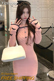 Yipinpay Knitted Sweater Dress Woman Slim Sexy Bodycon Y2k Mini Dress Elegant Party One Piece Dress Korean Casual 2023 Autumn Chic