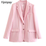 Yipinpay 2 Piece Set for Women 2023 New Fashion Long Sleeve Oversized Solid Suits High Waisted Baggy Wide Leg Suits Pants Set