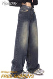 Yipinpay Y2k Baggy Jeans Women Straight Loose BF High Waist Casual Jean Female Denim Wide Leg Pants Femme Autumn Winter Trousers