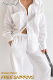 Yipinpay White Cotton Women Long Sleeve 2 Piece Sets Nightwear Female Casual Trouser Suits Solid Spring 2023 Sleepwear Outfit