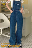 Yipinpay Design Denim Jumpsuit Women Korean Fashion Baggy Jeans Jumpsuits High Waist Wide Leg Overalls Trousers Woman