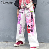 Yipinpay Summer Women pants Fashion Casual High street Streetwear Graffiti printing Loose Oversize female trousers Long pants