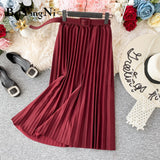 Yipinpay 2023 Autumn Summer Women Skirt Midi With Belt Pleated Female Skirts Casual Luxury Korean Faldas Ladies Saias Chic Jupe