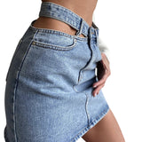 Yipinpay Button Zipper Mini A-line Skirt Ladies Sexy Clothing Female Night Club Wear Women's High Waist Denim Party Skirts 2023