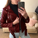 Yipinpay Winter Women's Zipper Artificial Leather Jacket Lapel Long Sleeve Short PU Motorcycle Clothing Slim Jacket coat