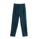 Yipinpay Pants For Women Blue Green High Waist Woman Trousers Fall Fashion Streetwear Office Casual Beige Black Baggy Pants