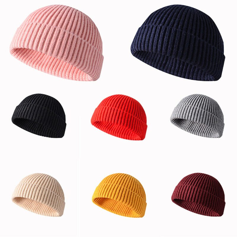 Yipinpay New Knitted Hats For Women Skullcap Men Beanie Hat Winter Retro Brimless Baggy Melon Cap Hi pop Fisherman Beanies Hats Men
