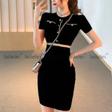 Yipinpay Bodycon O-Neck Short Sleeve Knitted Dress Women Elegant Party korean Fashion Office Lady Summer Sundress 2023 Robe Femme